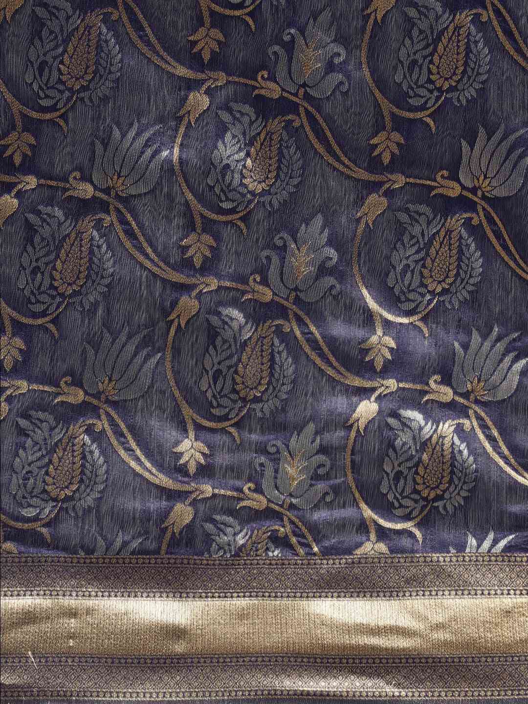 Banarasi Navy Colour Woven Design Saree