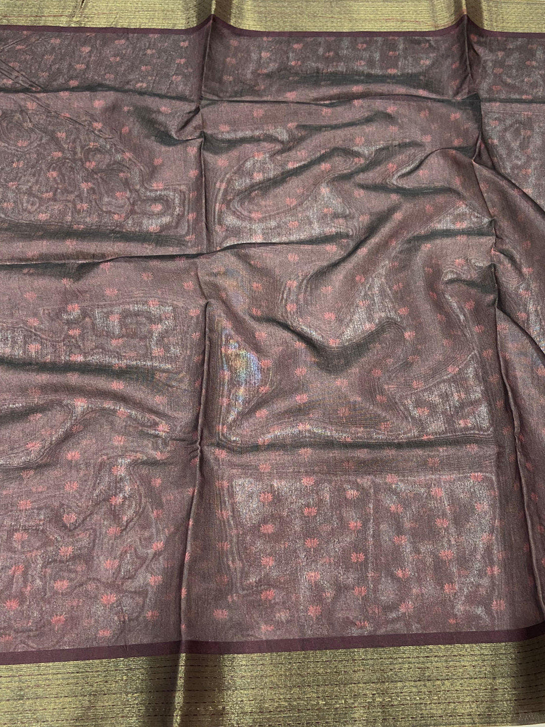 Sky Blue Kalamkari Tussar Silk Saree