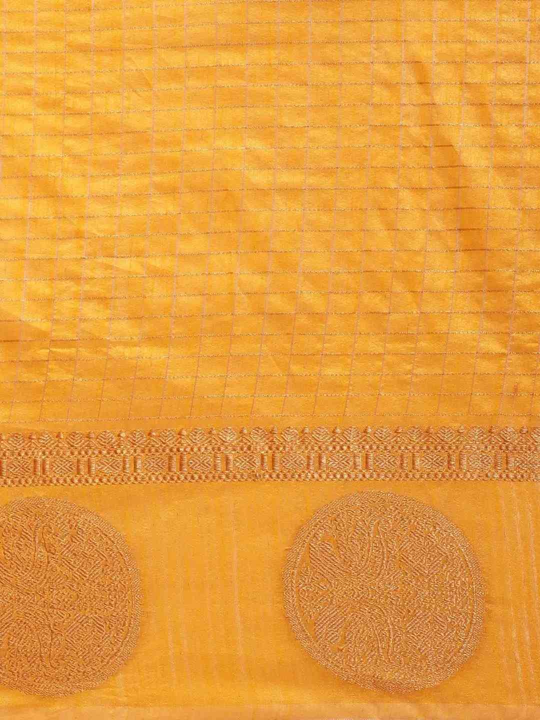 Banarasi Silver Zari Chex Design Kanjivaaram Border Silk Saree