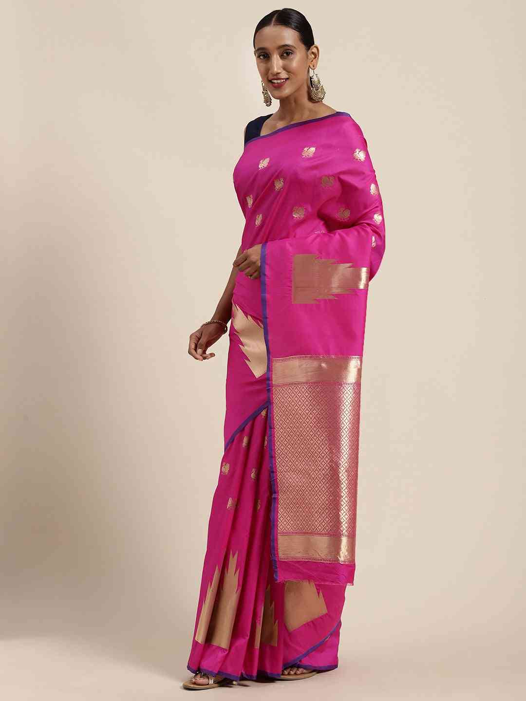 Beatiful Rani Silk Woven Design Banarasi Saree