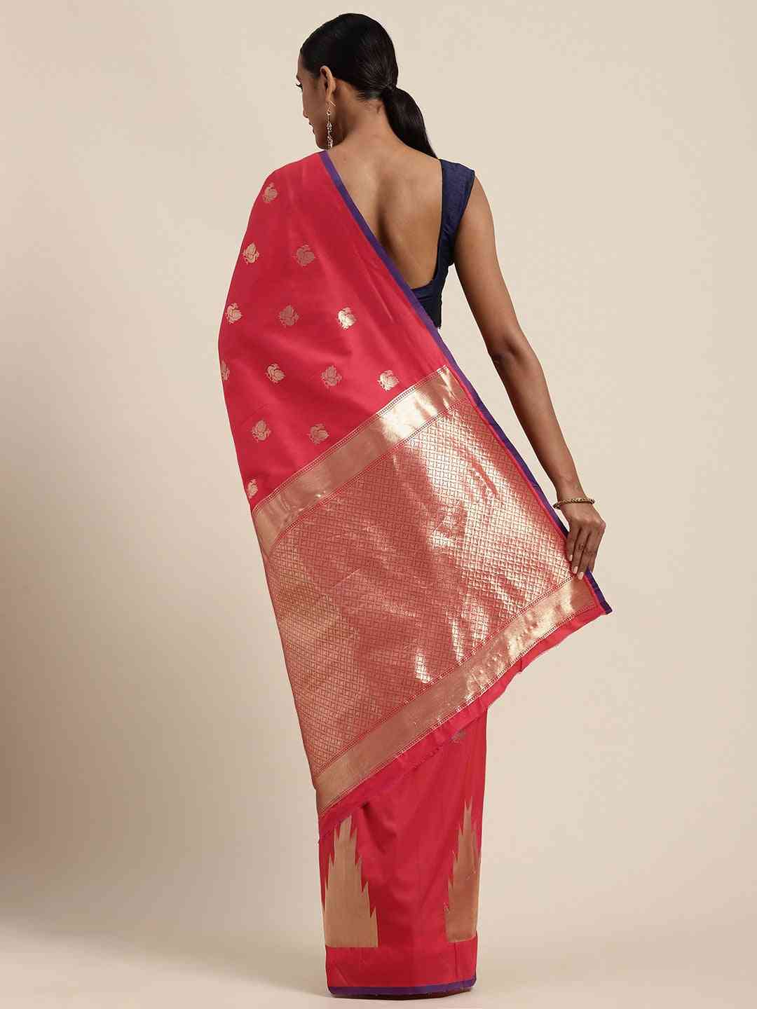Beatiful Red Silk Woven Design Banarasi Saree
