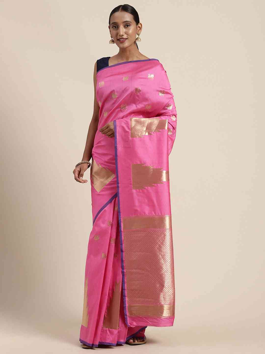 Beatiful Light Pink Silk Woven Design Banarasi Saree