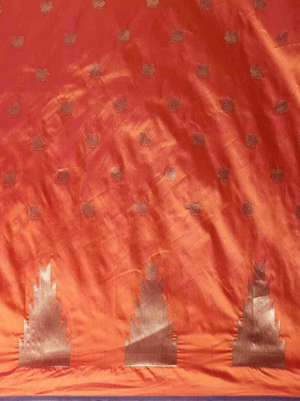 Beatiful Orange Silk Woven Design Banarasi Saree