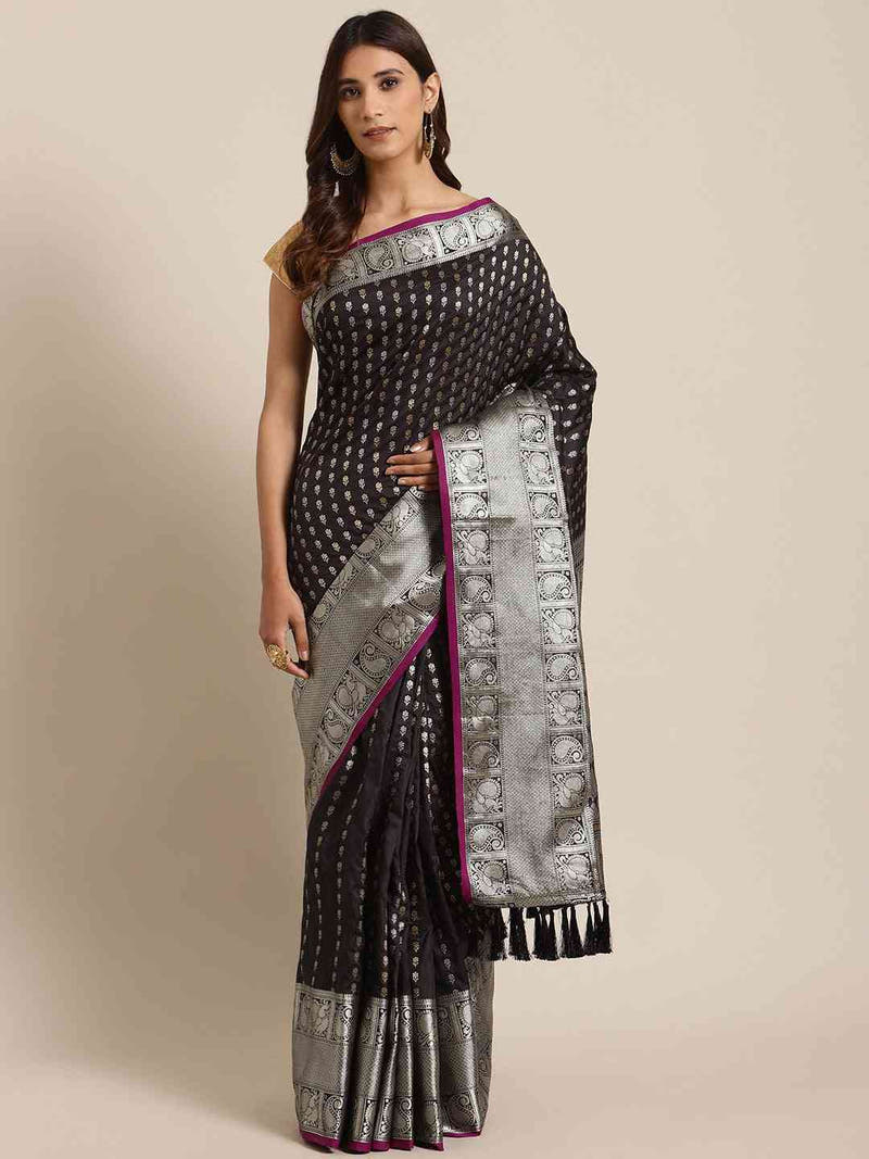 Banarasi Black Colour Woven Design Saree