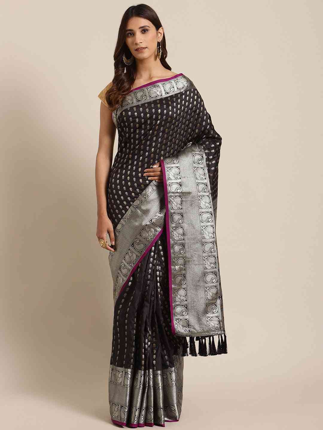 Banarasi Black Colour Woven Design Saree