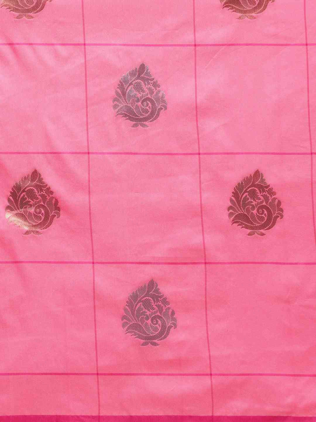 Banarasi Pink Colour Woven Design With Zari Silk Saree
