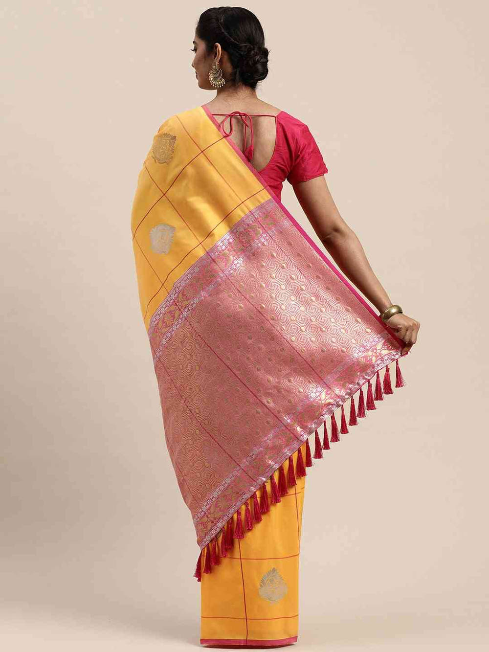 Banarasi Yellow Colour Woven Design With Zari Silk Saree