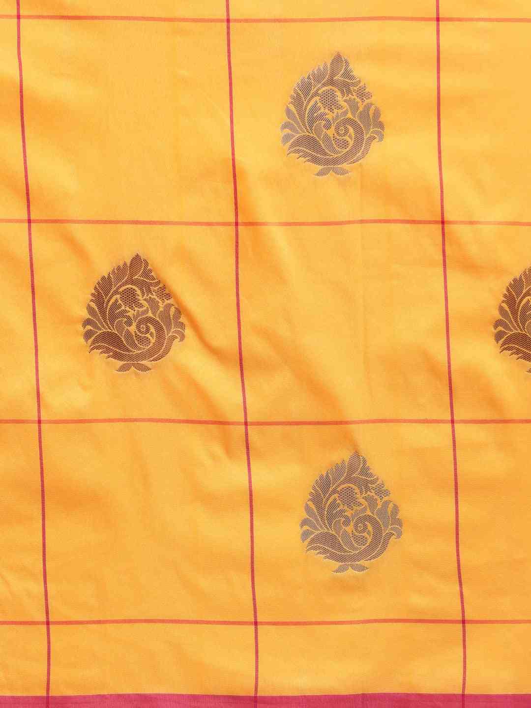 Banarasi Yellow Colour Woven Design With Zari Silk Saree