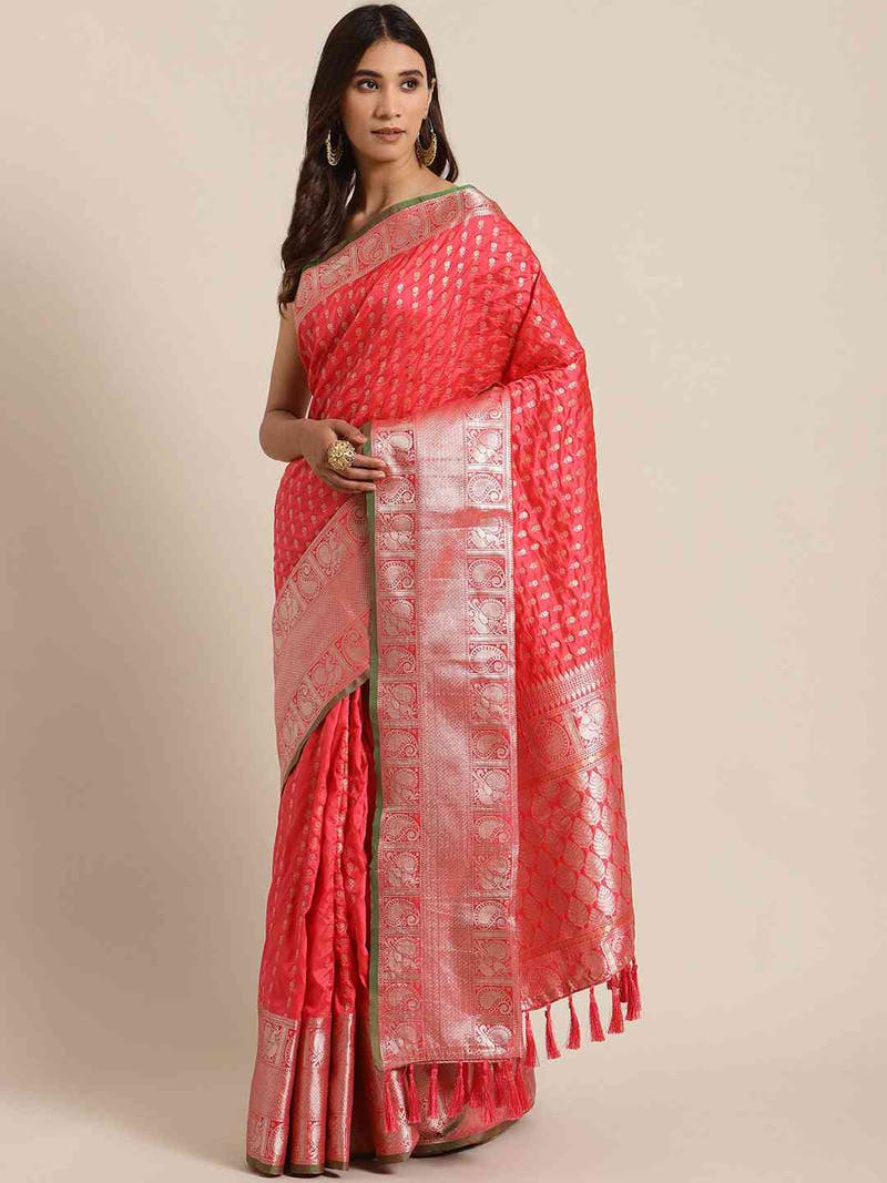 Banarasi Gajari Colour Woven Design Saree