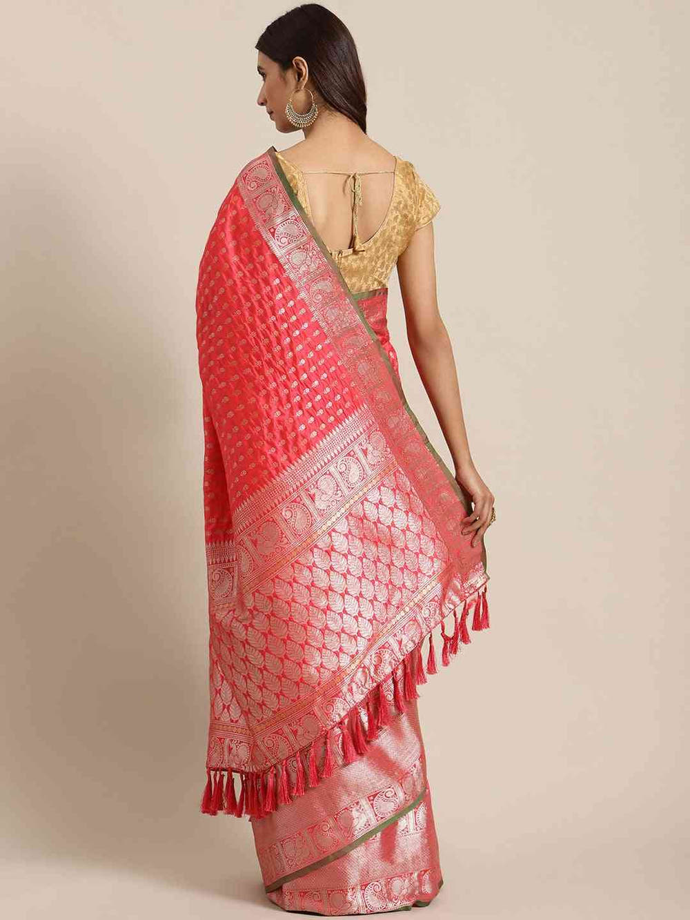Banarasi Gajari Colour Woven Design Saree