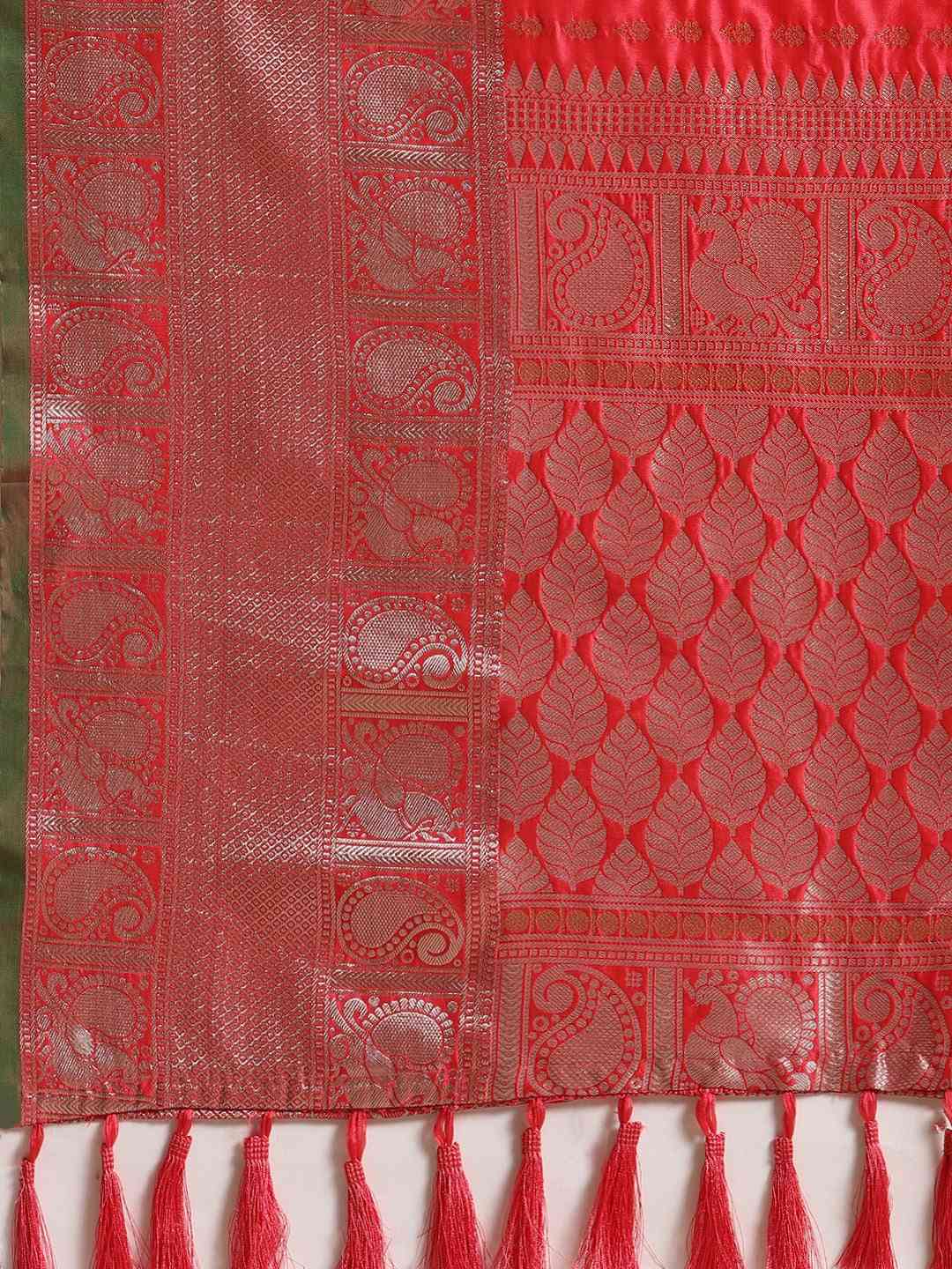 Banarasi Gajari Colour Woven Design Saree