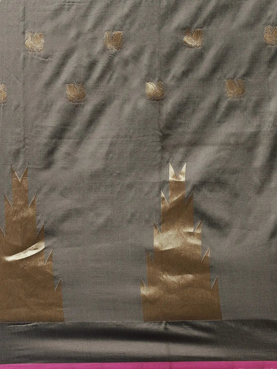 Grey Colour Banarasi Katan Silk Zari Weaving Saree