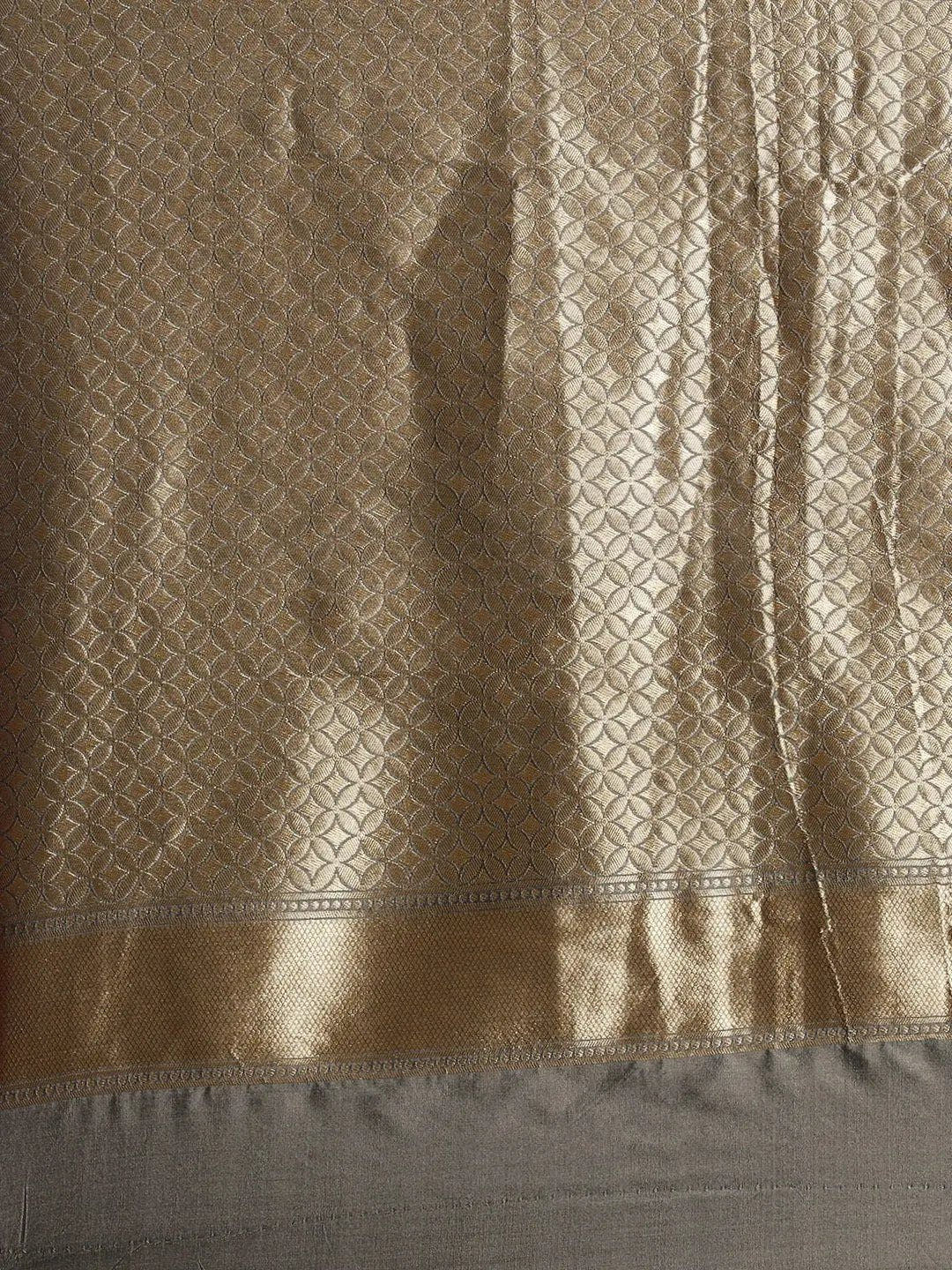 Grey Colour Banarasi Katan Silk Zari Weaving Saree