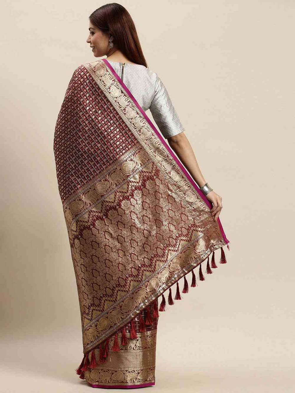 Attractive Banarasi  Brown Colour Woven Design Saree