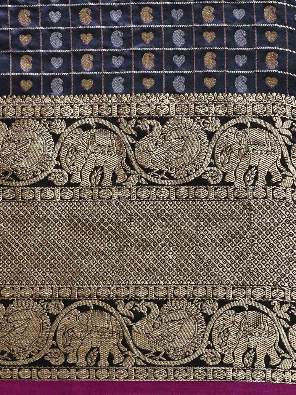 Attractive Banarasi  Navy Colour Woven Design Saree