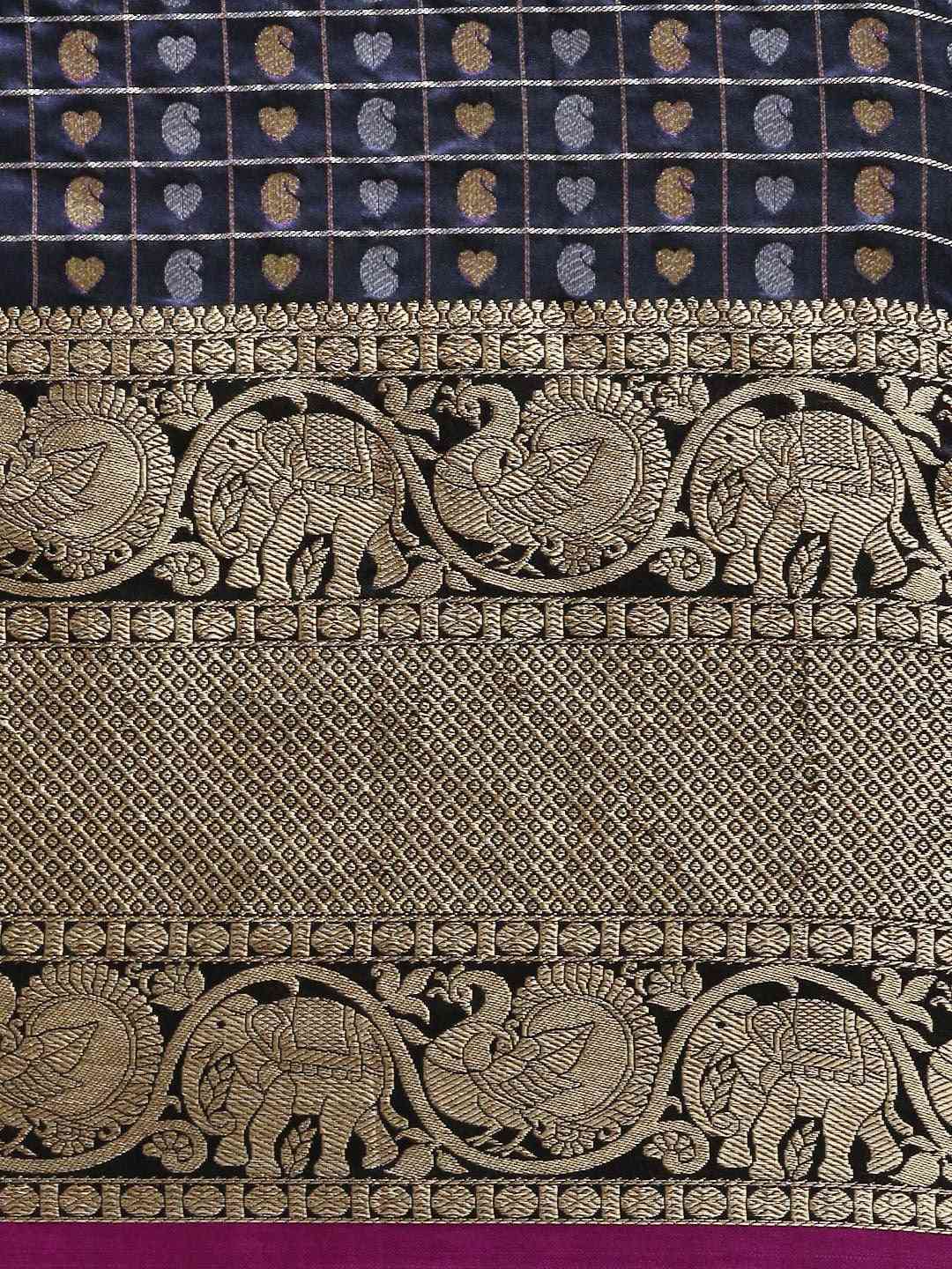 Attractive Banarasi  Navy Colour Woven Design Saree