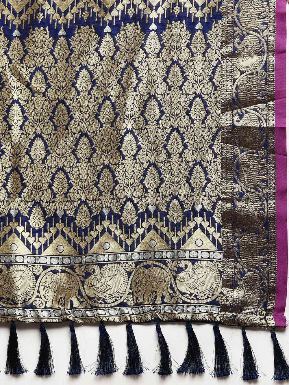 Attractive Banarasi  Navy Colour Woven Design Saree