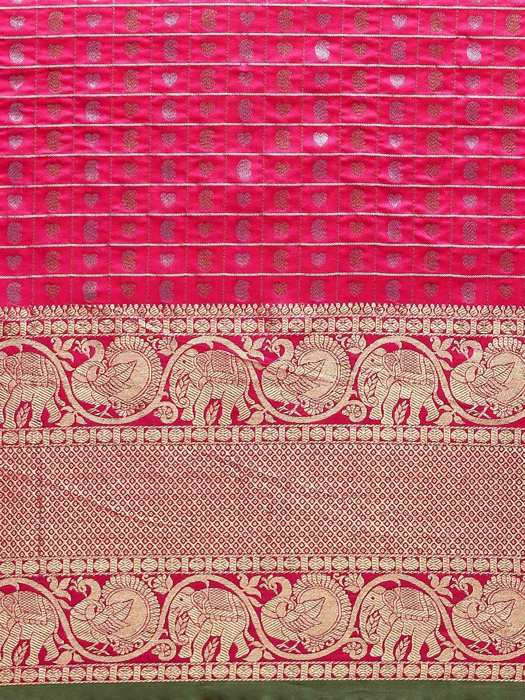 Attractive Banarasi Pink Colour Woven Design Saree