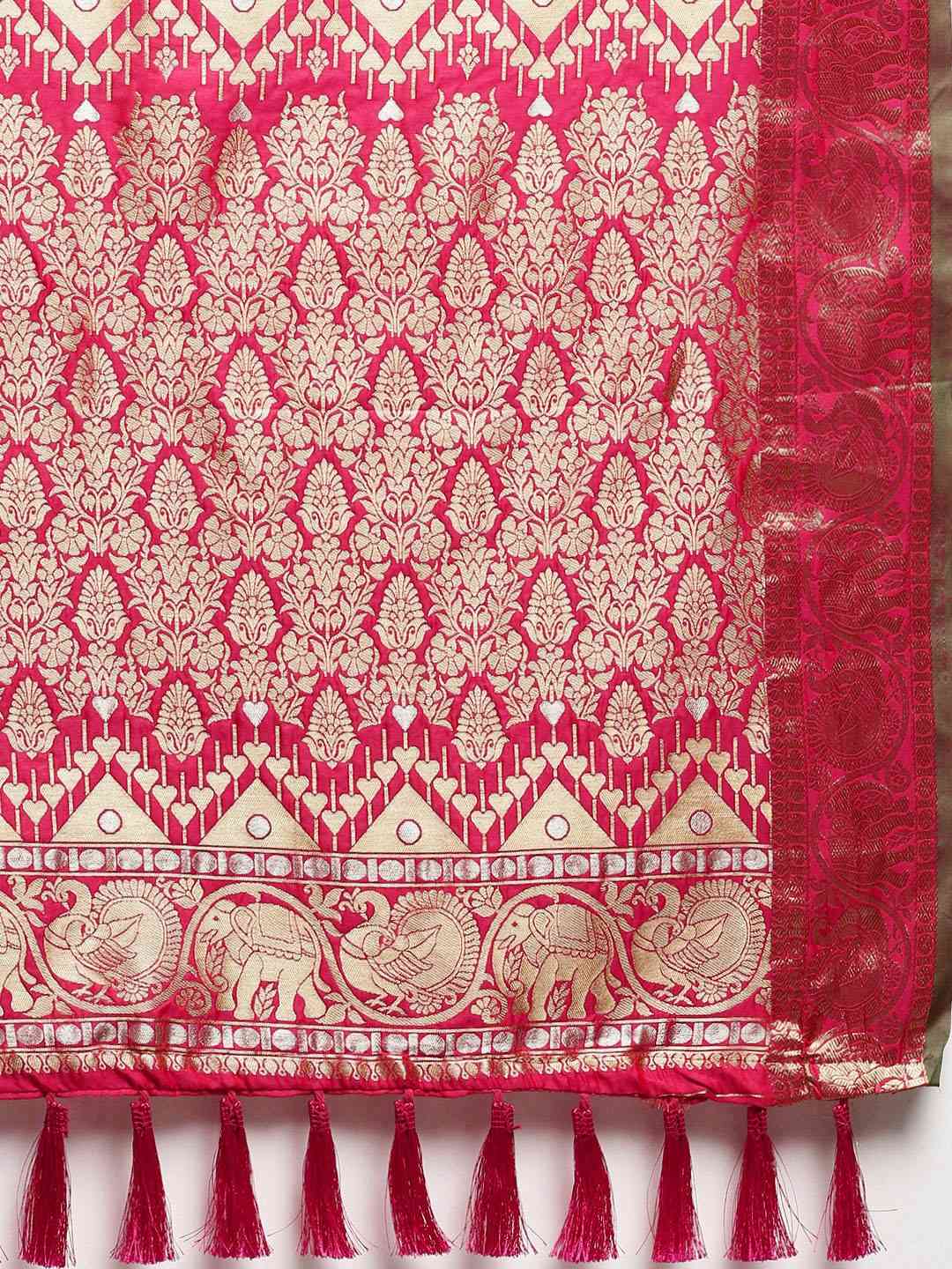 Attractive Banarasi Pink Colour Woven Design Saree
