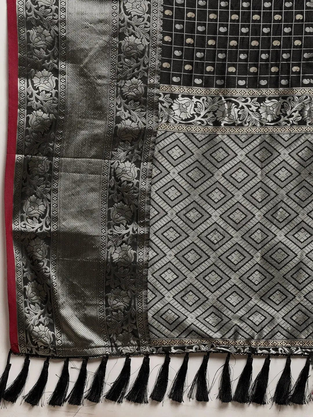 Kanjivaram Soft Silk Black Colour Zari Weaving Saree