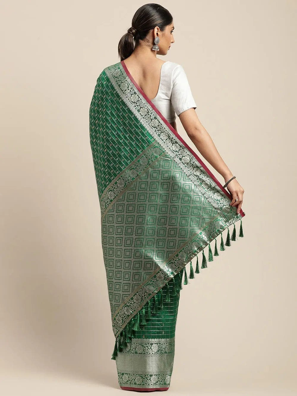 Green Colour Kanjivaram Soft Silk Kanchi Zari Weaving Saree