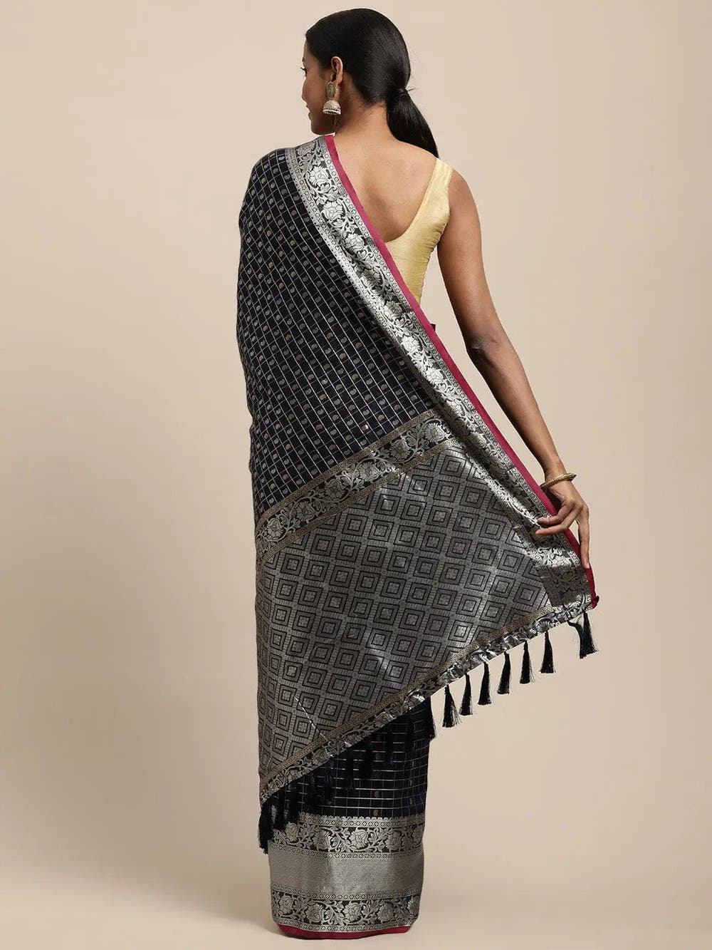 Navy Colour Kanjivaram Soft Silk Kanchi Zari Weaving Saree