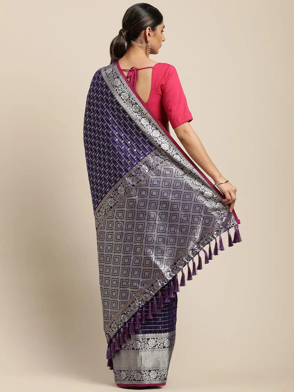 Purple Colour Kanjivaram Soft Silk Kanchi Zari Weaving Saree