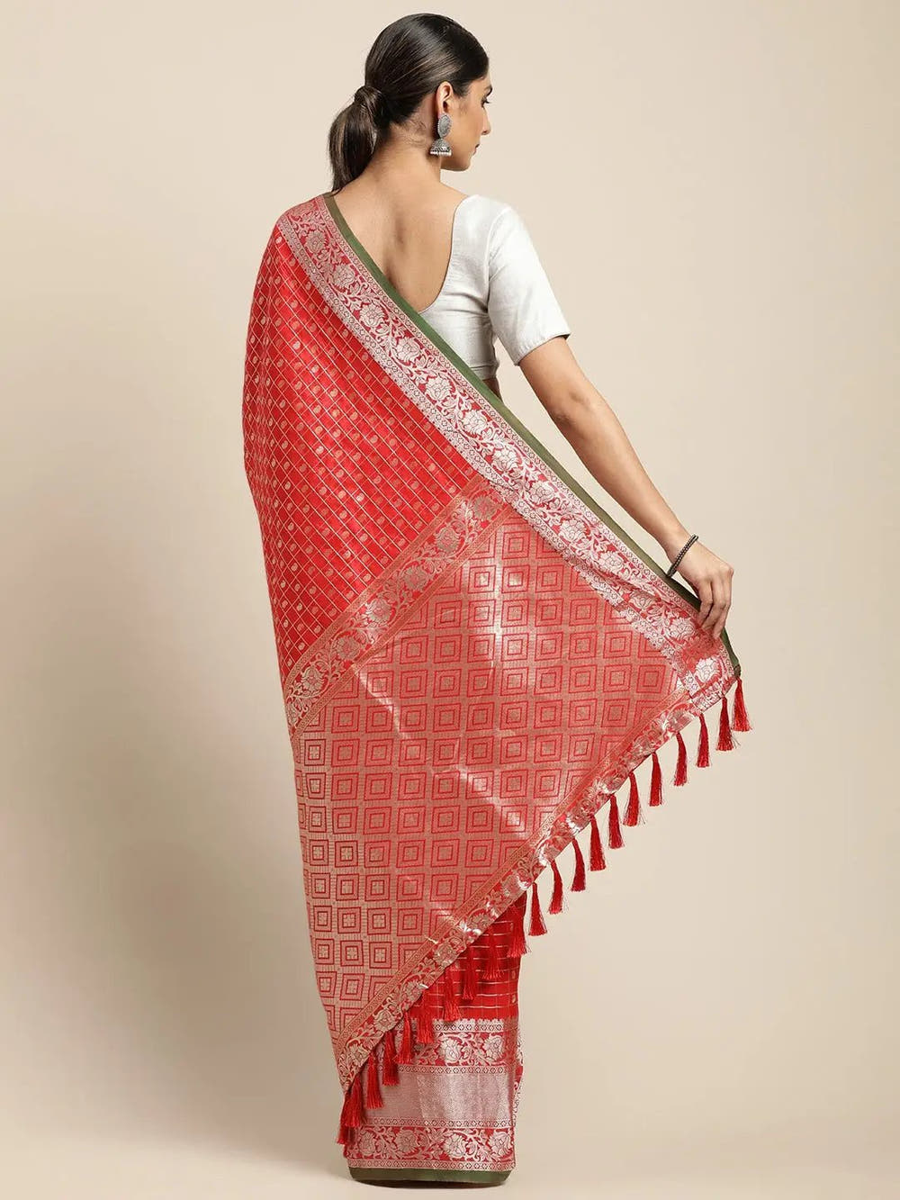Kanjivaram Soft Silk Red Colour Kanchi Zari Weaving Saree