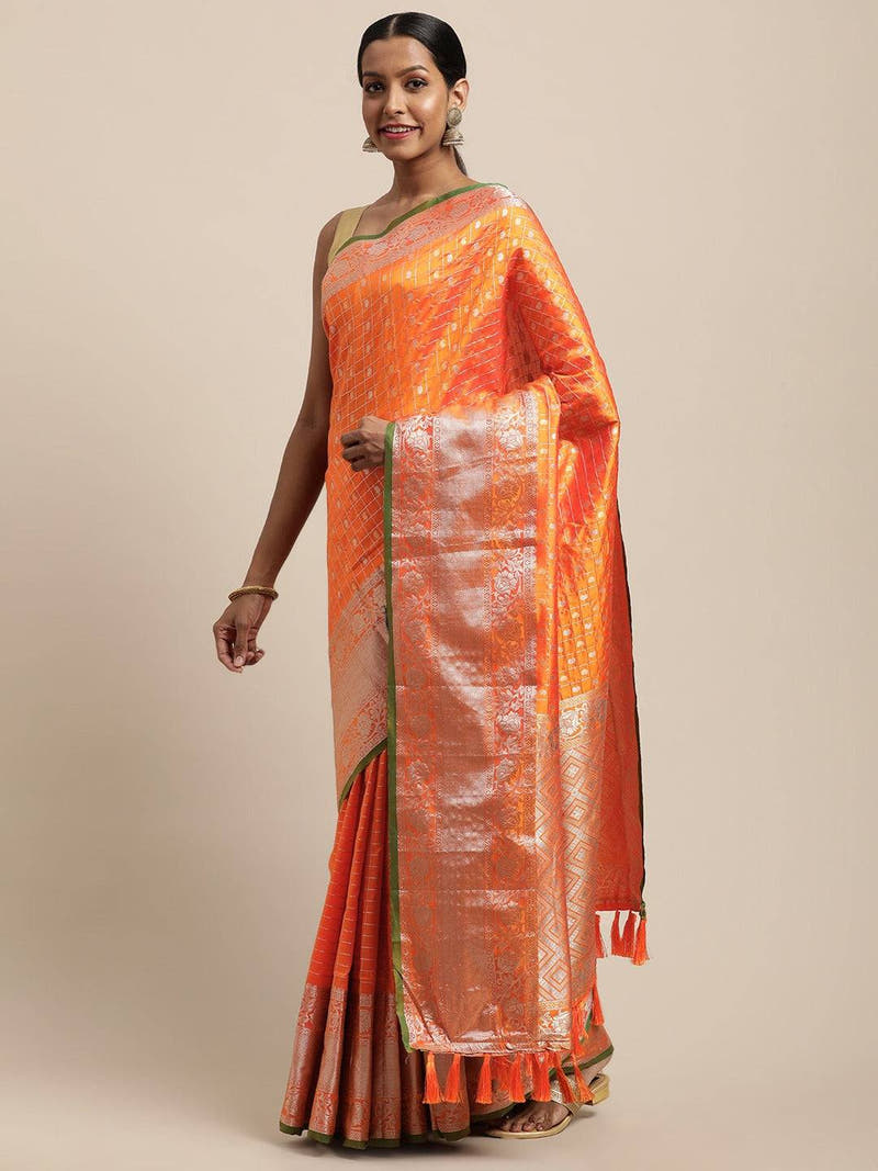 Kanjivaram Yellow Colour Soft Silk Kanchi Zari Weaving Saree