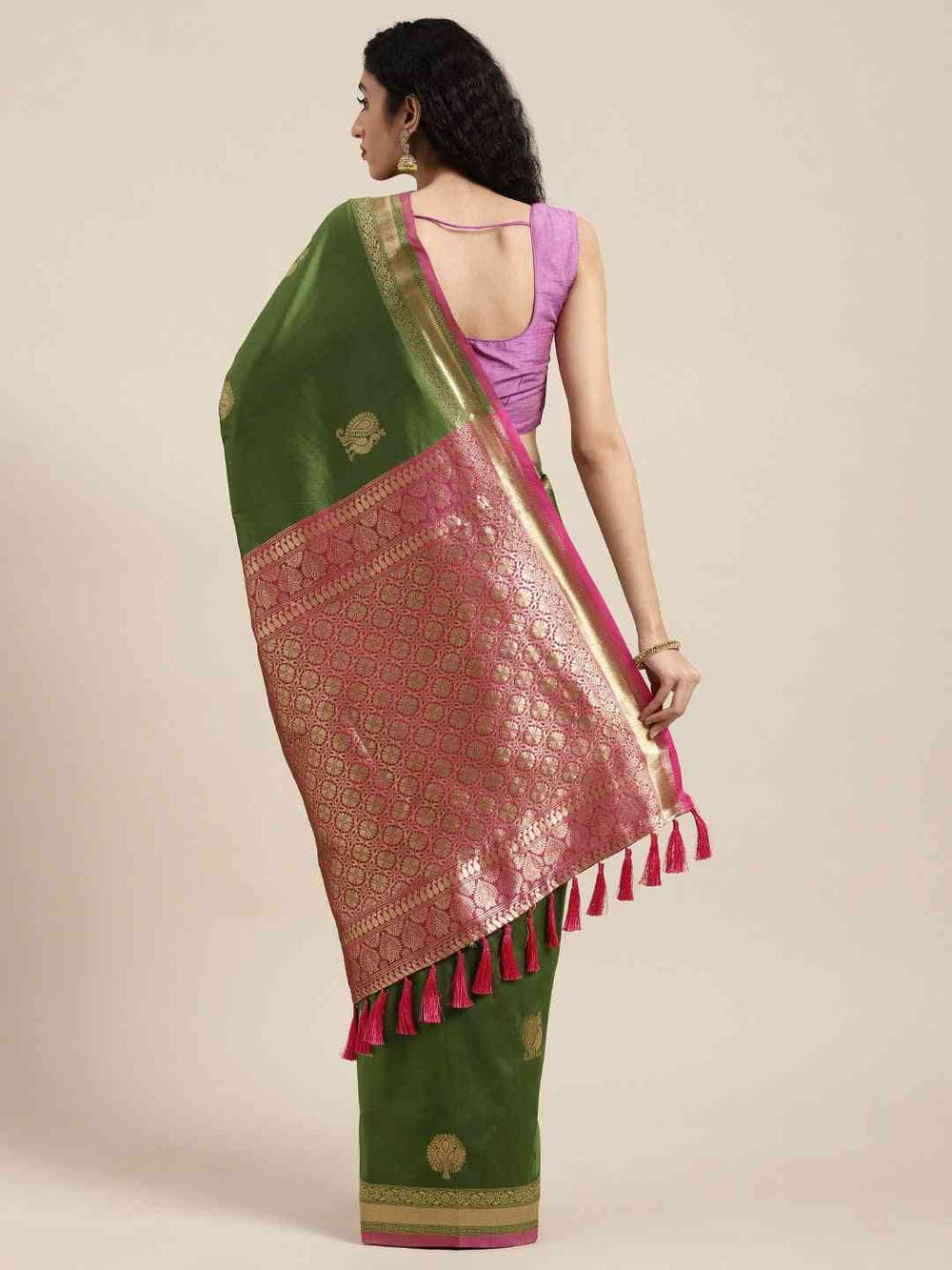 Banarasi  Green Colour Silk Blend Woven Design Saree