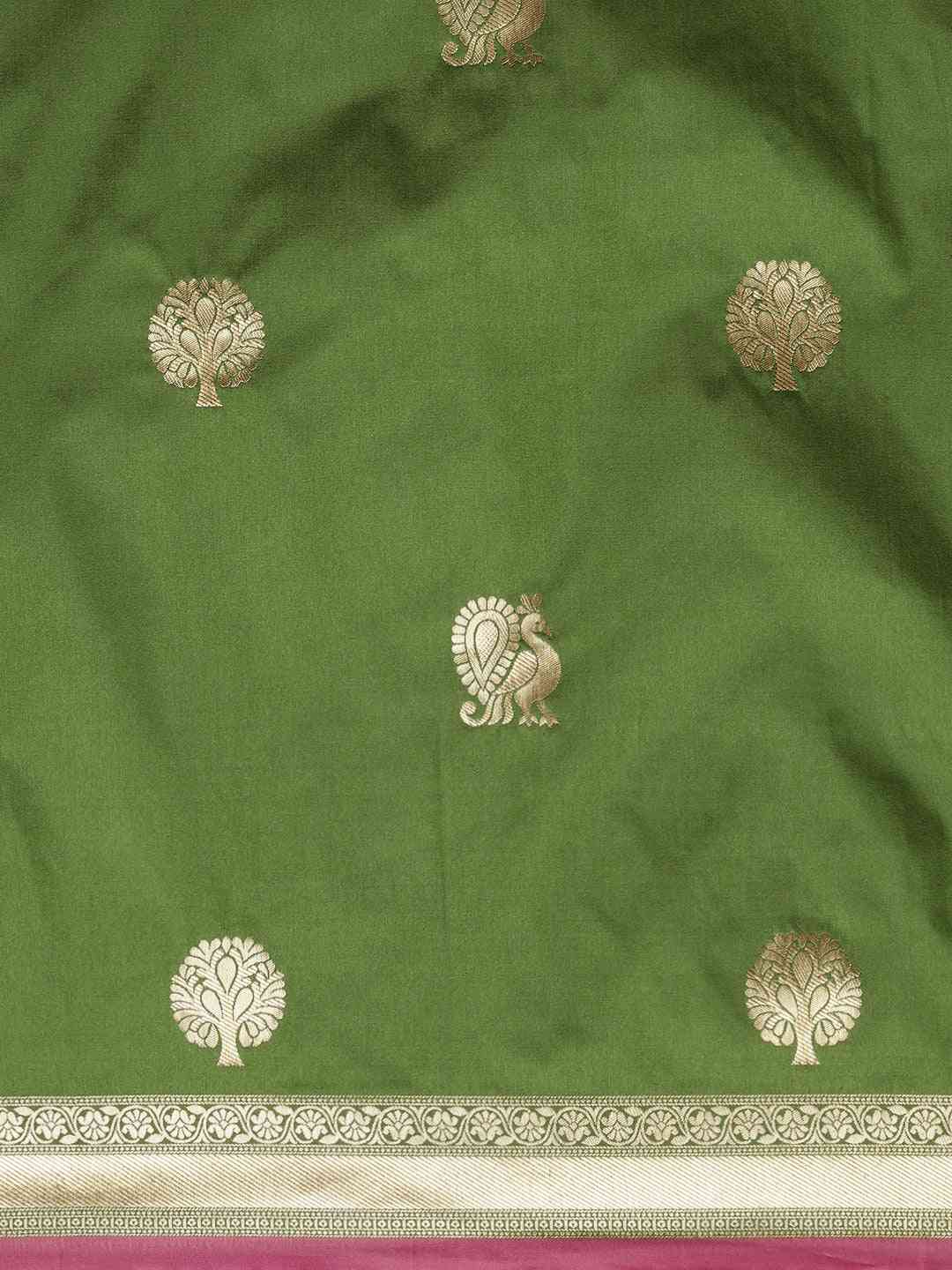 Banarasi  Green Colour Silk Blend Woven Design Saree