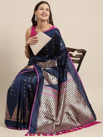 Navy Colour Banarasi Katan Silk Kanchi Zari Weaving Saree