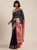 Beautiful Zari Woven Black Colour Silk Banarasi Saree