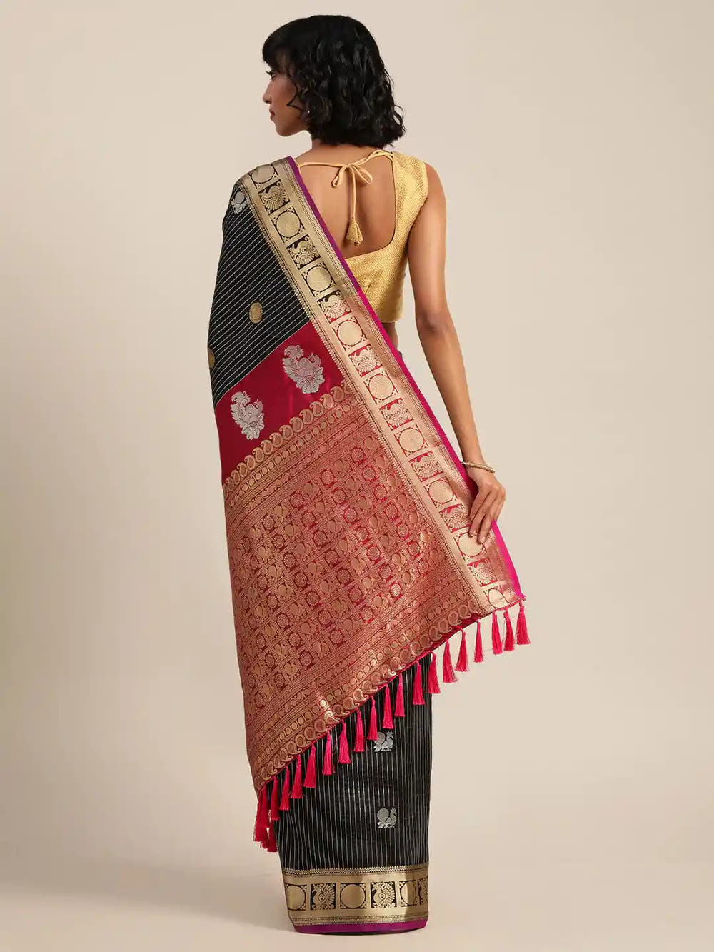 Beautiful Zari Woven Black Colour Silk Banarasi Saree