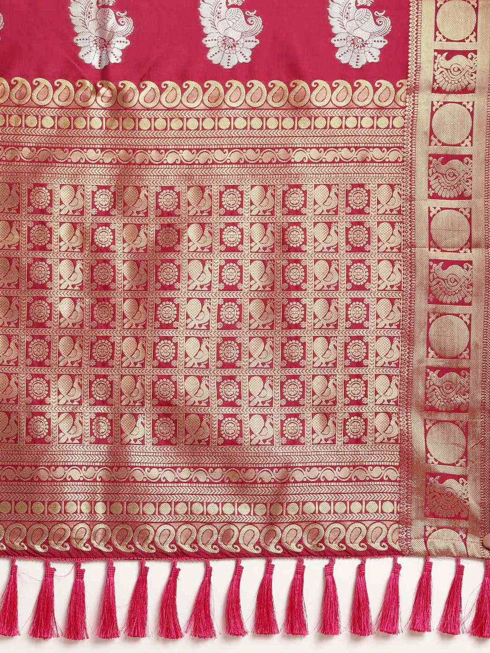 Beautiful Zari Woven Maroon Colour Silk Banarasi Saree
