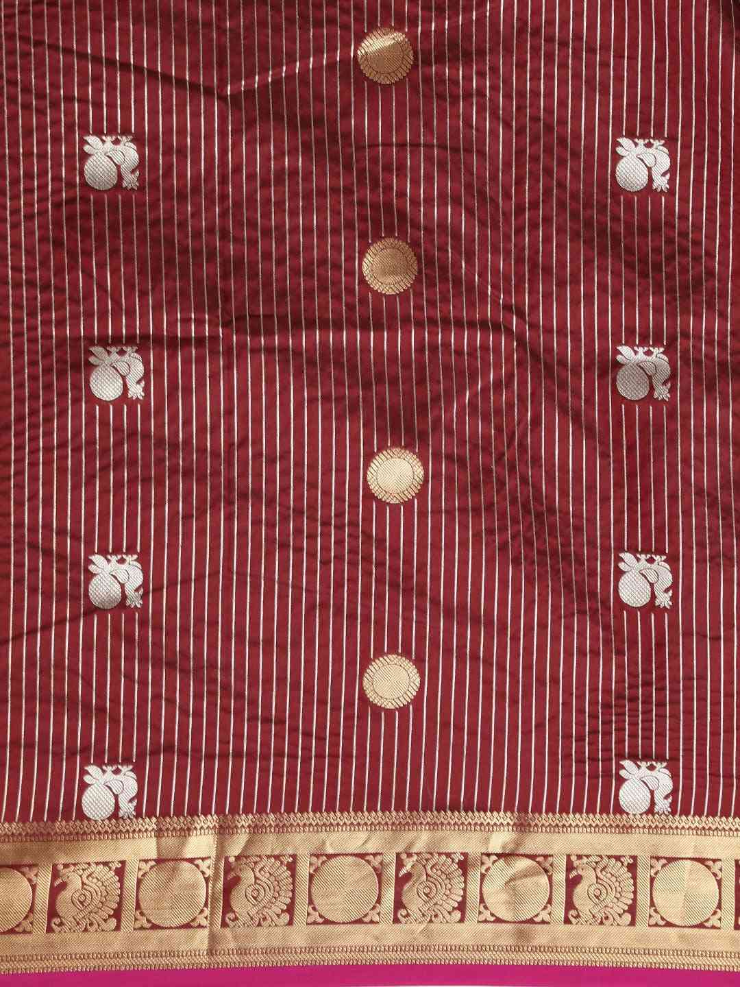 Beautiful Zari Woven Maroon Colour Silk Banarasi Saree