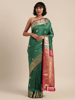 Beautiful Zari Woven Green Colour Silk Banarasi Saree