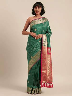 Beautiful Zari Woven Green Colour Silk Banarasi Saree