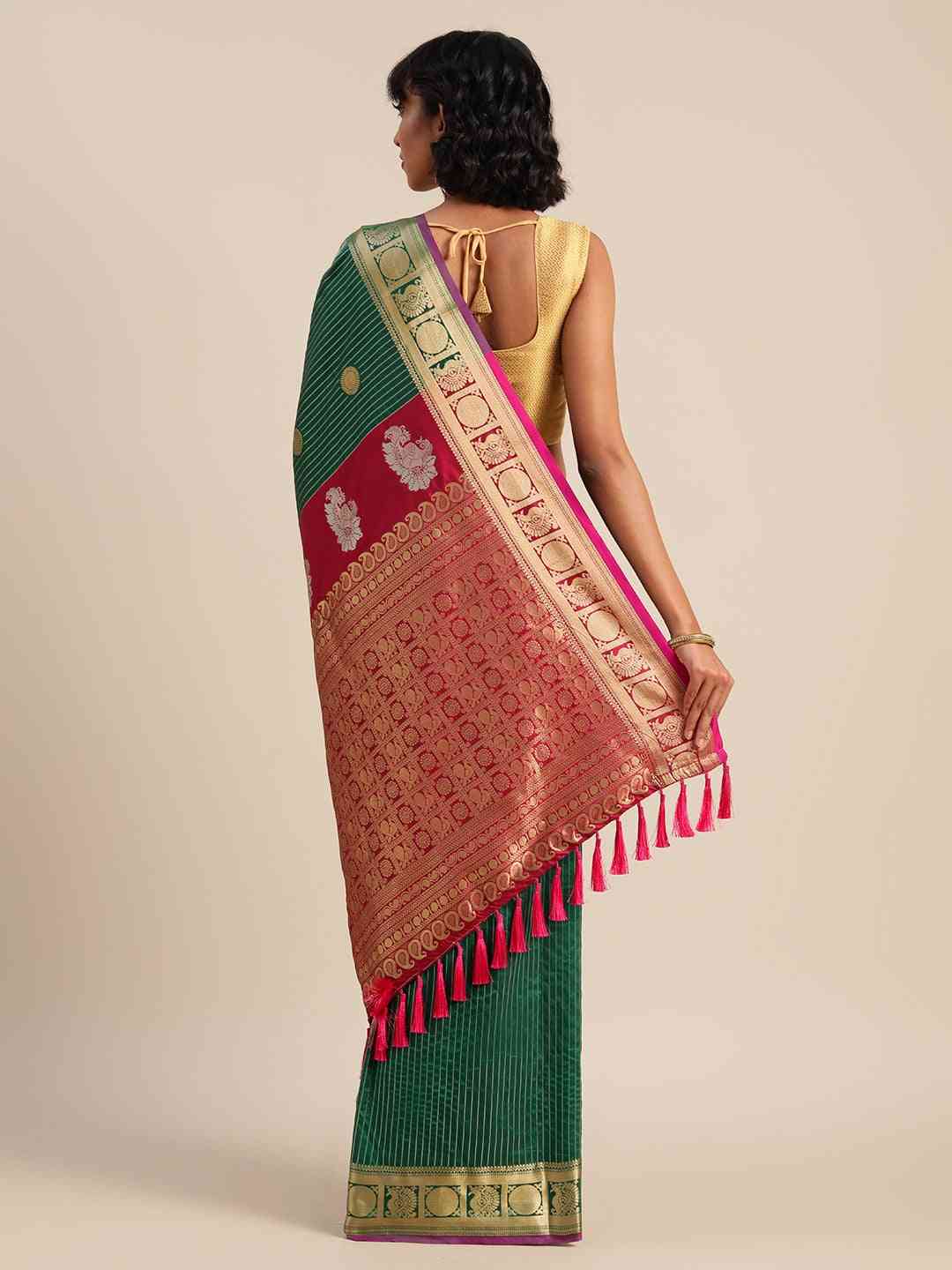 Beautiful Zari Woven Green Colour Silk Banarasi Saree