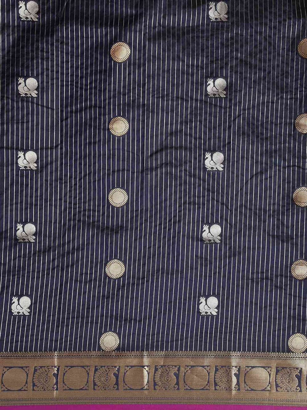 Beautiful Zari Woven Navy Colour Silk Banarasi Saree