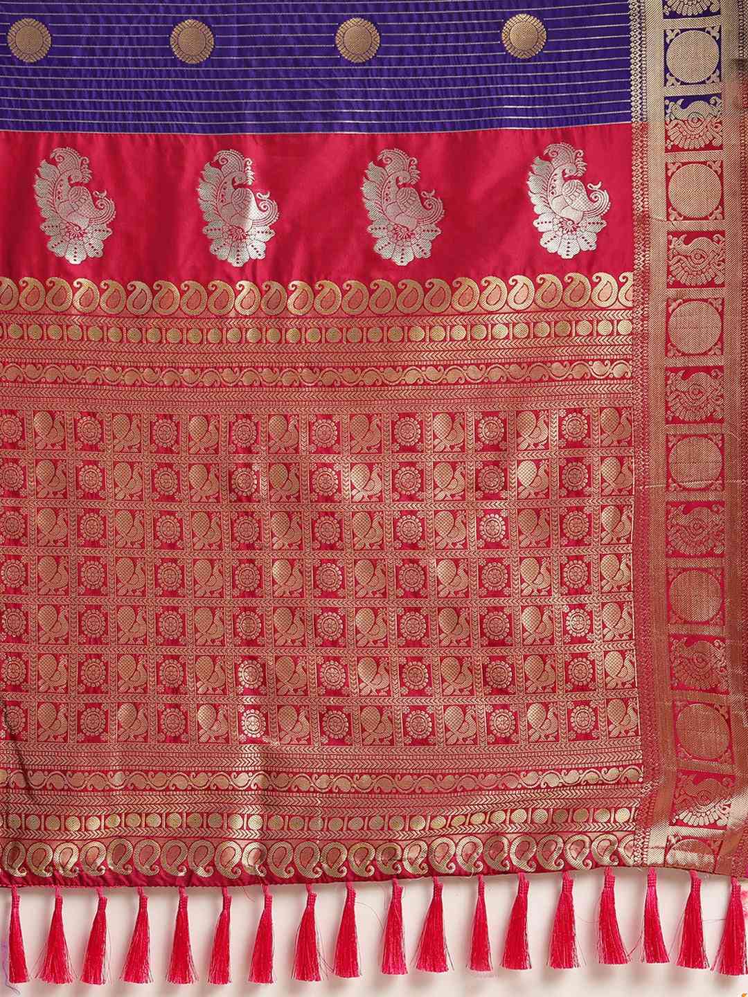 Beautiful Zari Woven Indigo Colour Silk Banarasi Saree