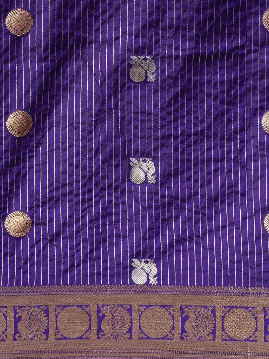Beautiful Zari Woven Indigo Colour Silk Banarasi Saree