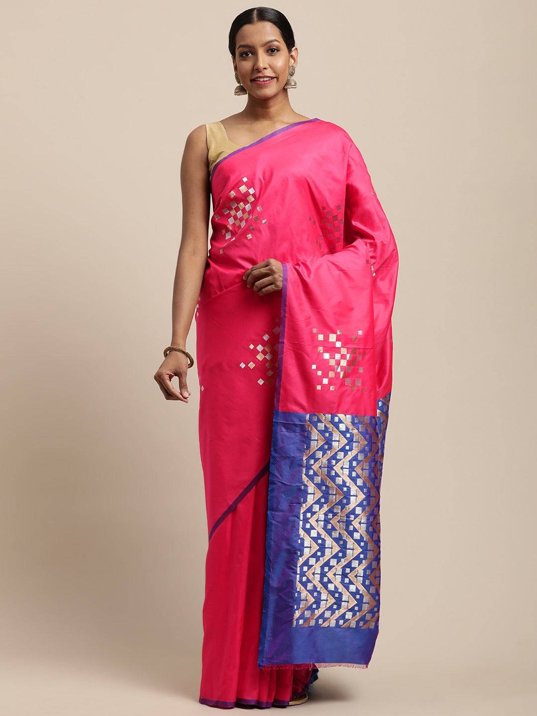 Pink Colour Banarasi Katan Silk Kanchi Zari Weaving Saree