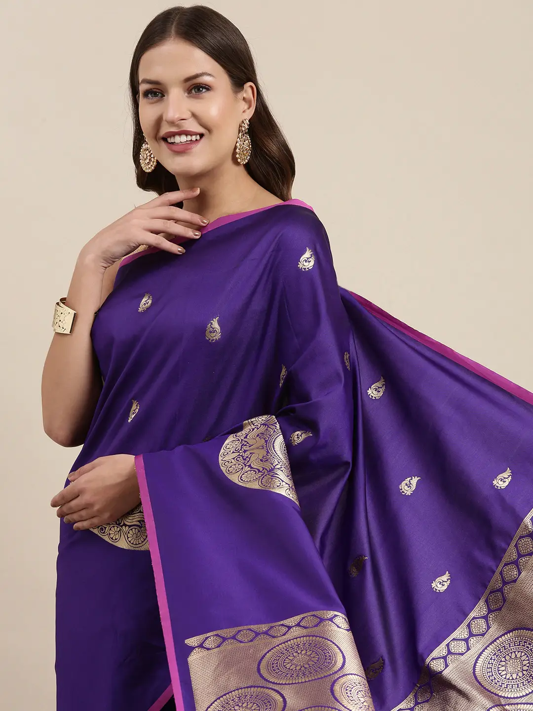 Purple Colour Banarasi Katan Silk Kanchi Zari Weaving Saree