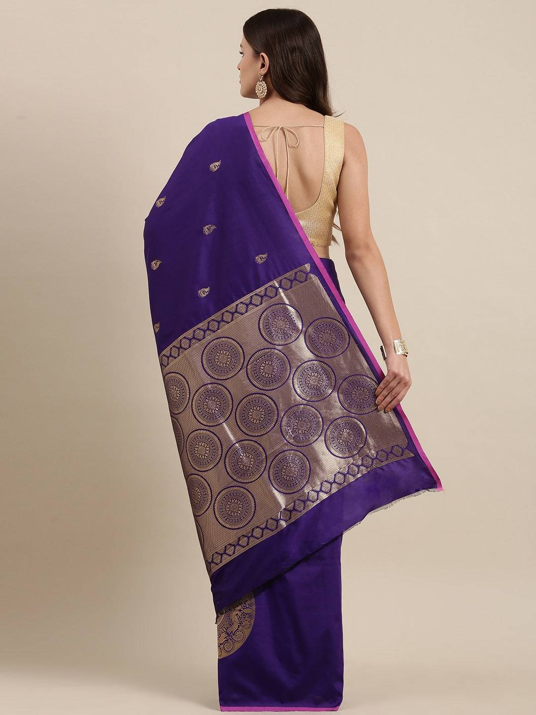 Purple Colour Banarasi Katan Silk Kanchi Zari Weaving Saree