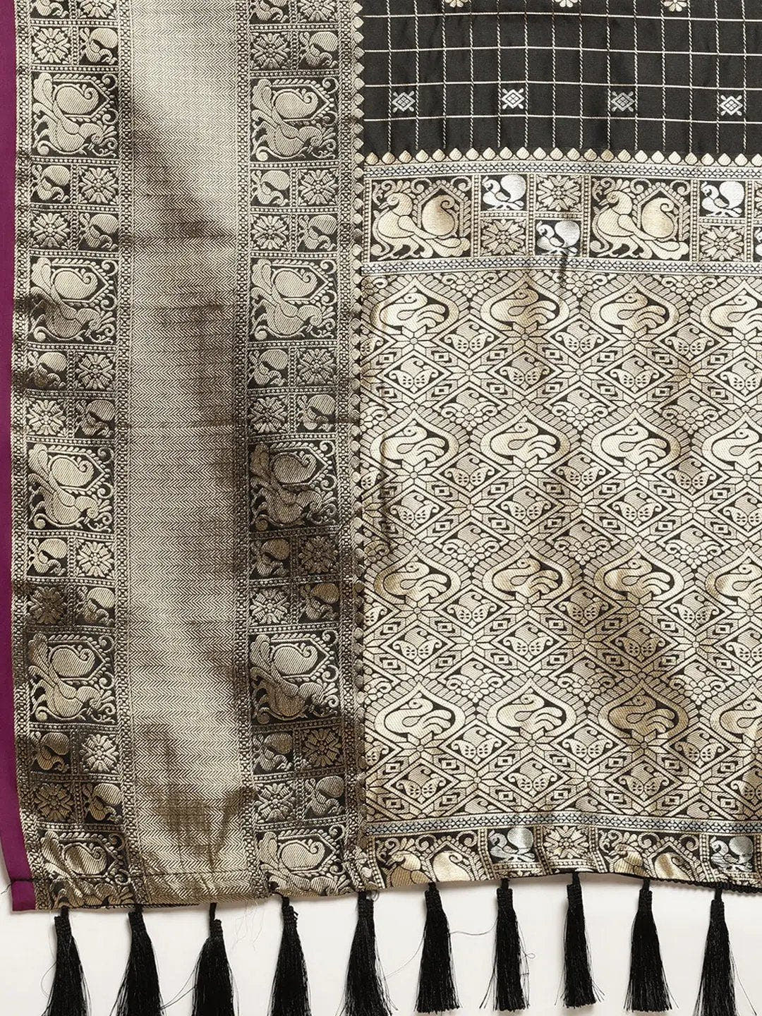 Black Kanjivaram Soft Silk Kanchi Zari Saree