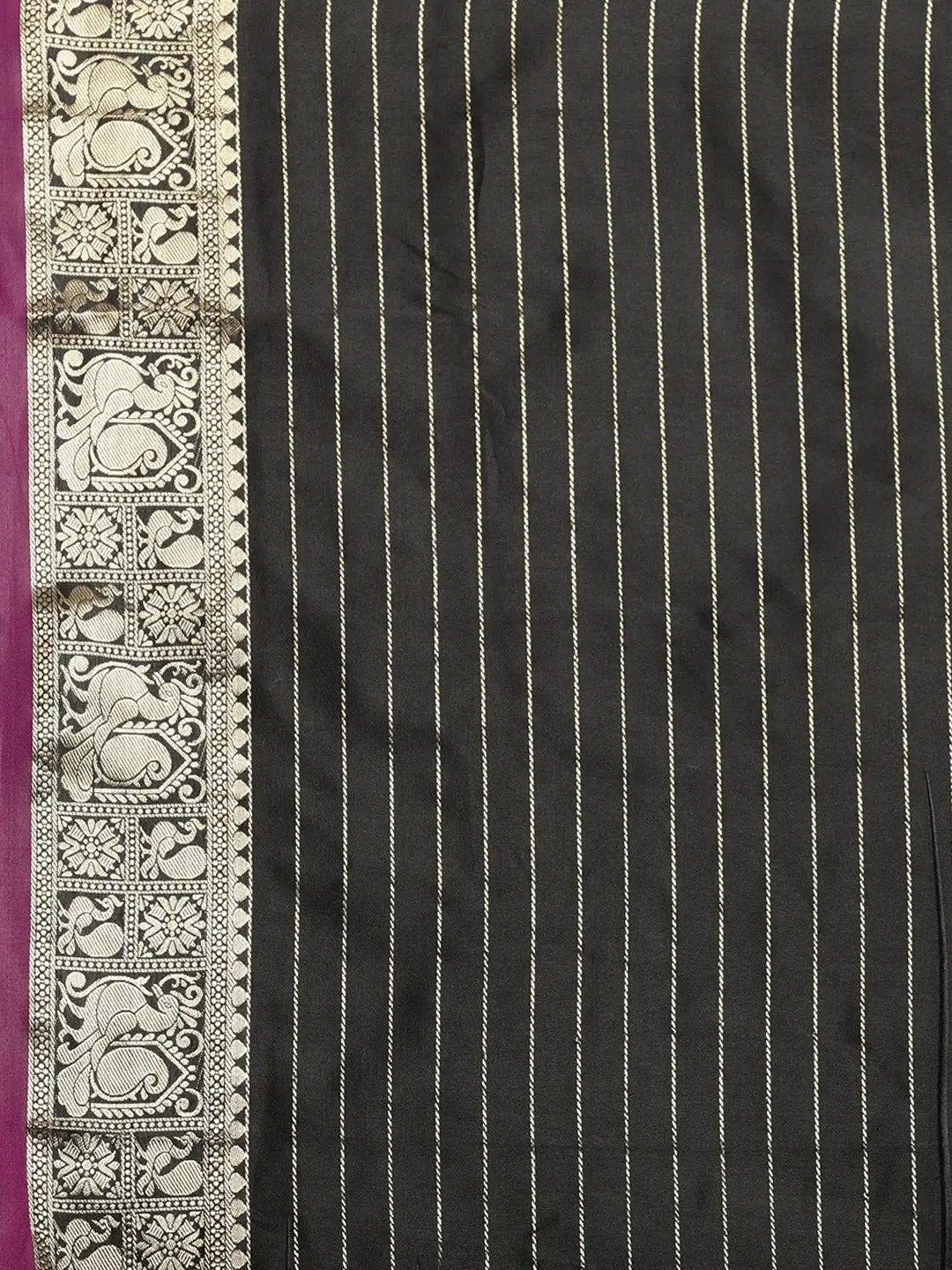 Black Kanjivaram Soft Silk Kanchi Zari Saree