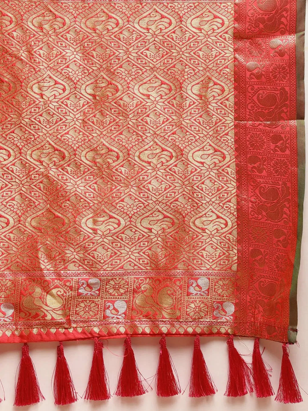 Kanjivaram Peach Colour Soft Silk Kanchi Zari Weaving Saree
