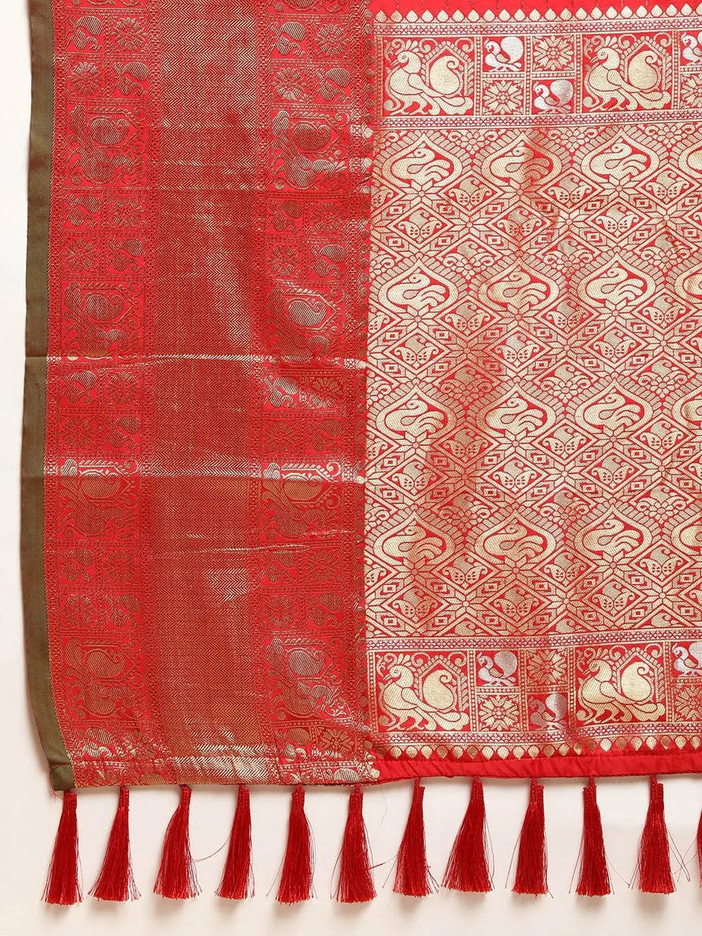 Red Colour Kanjivaram Soft Silk Kanchi Zari Weaving Saree