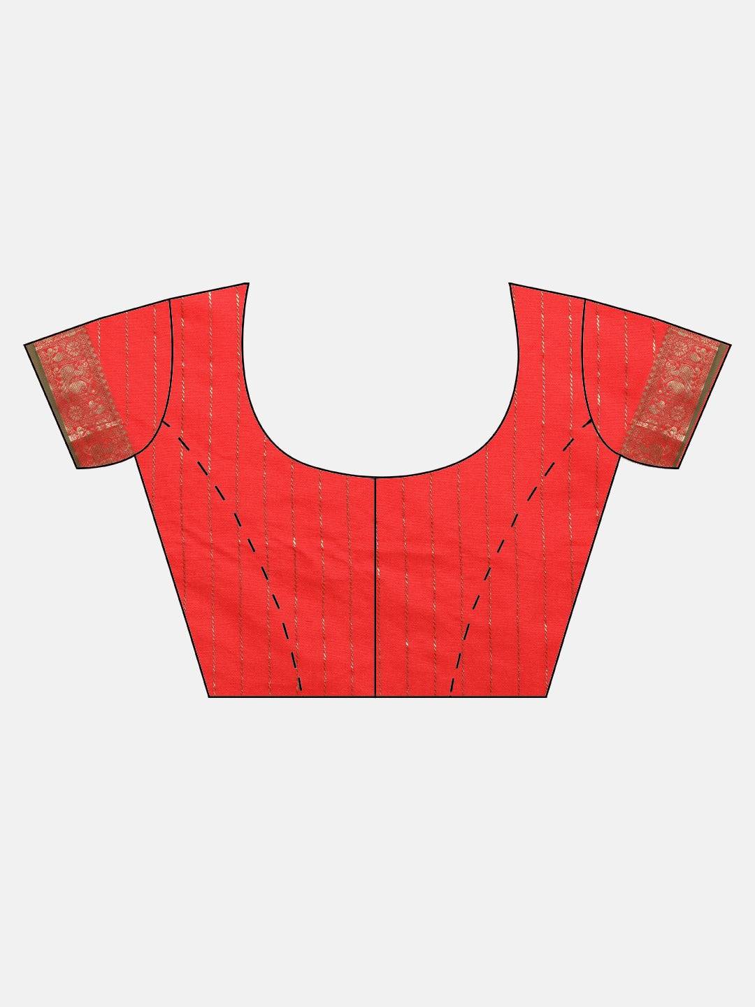 Red Colour Kanjivaram Soft Silk Kanchi Zari Weaving Saree